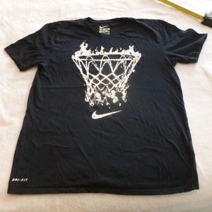 Black Nike Tee shirt basketball hoop dry fit Medium M